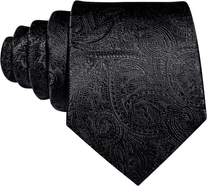 Barry.Wang Store Men Ties Paisley Woven Silk Necktie Set with Pocket Suqare Cufflinks Formal - Image 4